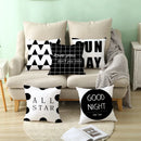 GobekUsa Black Geometry Letters Print Cushion Cover for Home Decor & Office
