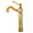 GobekUsa Gold Jade Brass Bathroom Basin Faucet | Deck Mounted Hot Cold Water Mixer