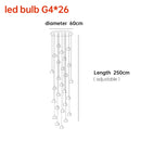 GobekUsa Crystal Ball Nordic LED Chandelier - Modern Staircase Decorative Lighting