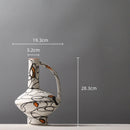 GobekUsa Geometric Graffiti Ceramic Vase with Handles for Home Decor and Floral Arrangements.