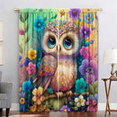 GobekUsa Black Cat Color Owl Modern Printed Curtain Set