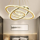 GobekUsa Gold Gloss LED Crystal Ring Chandelier for Modern Luxury Living Room