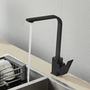 GobekUsa Black Square Kitchen Faucet: Chorme/Gold Hot Cold Mixer Tap 360° Rotation