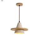 GobekUsa LED Wood Pendant Light Adjustable Yellow Stone Bedroom Coffee Hanging Lamp