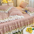 GobekUsa Korean Princess Bedding Set: Flowers, Lace, Ruffles, Embroidery, Quilted, Duvet Cover, Bedspread