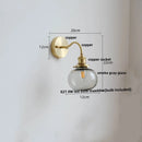 GobekUsa Green Class Ball LED Wall Light Fixture, Copper Socket, Pull Chain Switch