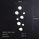 GobekUsa Gregg Glass Suspension Light - White LED Cobblestone Pendant for Villa Staircase & Shop