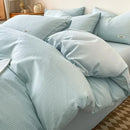 GobekUsa Grid Printed Cotton Fitted Sheet Set - Double-Sided Mix Color Quilt Cover