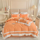 GobekUsa Korean Princess Lolita Bed 4-Piece Set in Solid Washed Cotton
