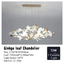 GobekUsa Ginkgo Leaf Chandelier LED Pendant Light for Living Dining Bedroom
