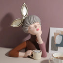 GobekUsa Bowknot Girl Resin Figurine | Home Room Decor & Wedding Gift