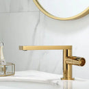 GobekUsa Brushed Gold Basin Faucet: Single Handle Brass Bathroom Mixer Tap