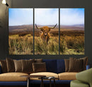 Scottish Highland Cow Cattle Art Canvas Print Farmhouse Wall