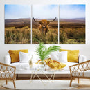 Scottish Highland Cow Cattle Art Canvas Print Farmhouse Wall
