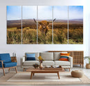 Scottish Highland Cow Cattle Art Canvas Print Farmhouse Wall