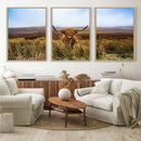 Scottish Highland Cow Cattle Art Canvas Print Farmhouse Wall