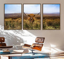 Scottish Highland Cow Cattle Art Canvas Print Farmhouse Wall