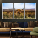 Scottish Highland Cow Cattle Art Canvas Print Farmhouse Wall