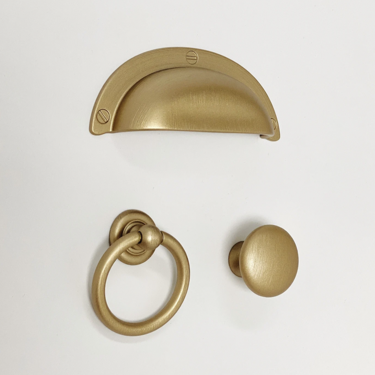 Round "Capri" Brushed Gold Cup Drawer Pull, Ring Pull or Cabinet Knob, photo 2 of 9