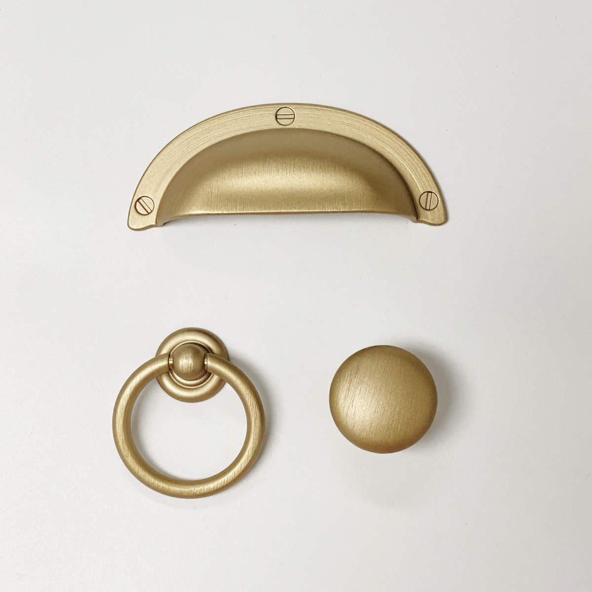 Round "Capri" Brushed Gold Cup Drawer Pull, Ring Pull or Cabinet Knob, photo 3 of 9