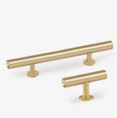 Lew's Round Bar Cabinet Knobs and Handles in Brushed Brass by Forge Hardware Studio