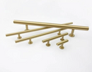 Lew's Round Bar Cabinet Knobs and Handles in Brushed Brass by Forge Hardware Studio