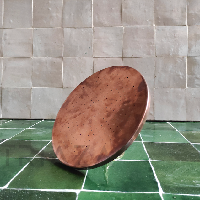 Unlacquered copper showerhead - Flat Round Style - BRASSMA