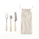 Stainless Steel and Resin Appetizer Utensils, Set of 3 in Drawstring Bag