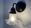 Antique Hobnail 1950's Frosted Glass Wall Sconce Light Fixture