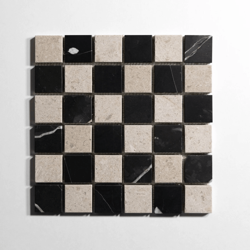 Nero St. Gabriel & Sierra Limestone 2"x2” Mosaic