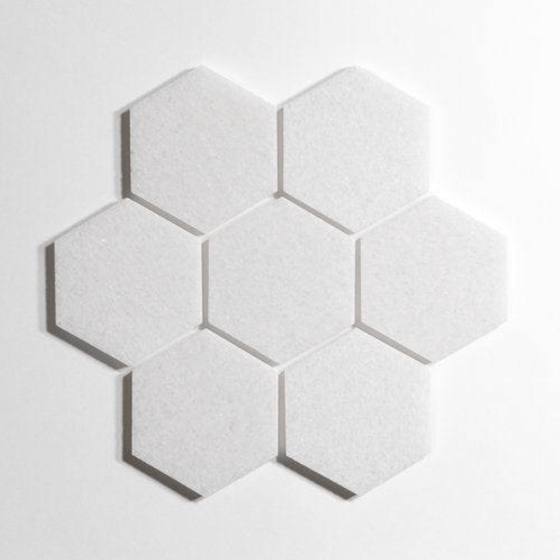 Crystal White 5" Polished Hexagon Marble Tile