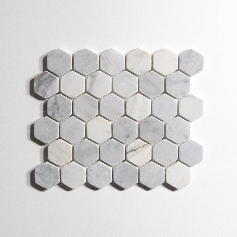 Antique Carrara Tumbled Hexagon Mosaic Marble Tile