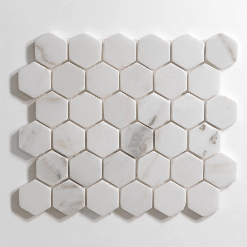 Colorado Calacatta Tumbled Hexagon Mosaic Marble Tile