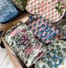 Quilted Block-Print Makeup Bag