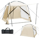 10 x 10 Feet Screened Canopy Tent w/ Vestibule and Zippered Door-Beige by LJGDeals