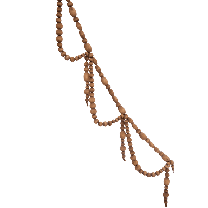 Paulownia Wood Bead Swag Garland, Brown 72"L