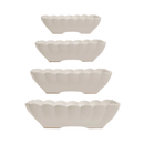 Stoneware Serving Dishes w/ Scalloped Edge, Matte White, Set of 4