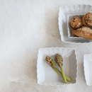 Stoneware Serving Dishes w/ Scalloped Edge, Matte White, Set of 4