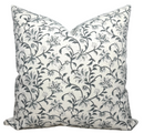 Vine Floral Print Pillow Cover in Indigo on Natural