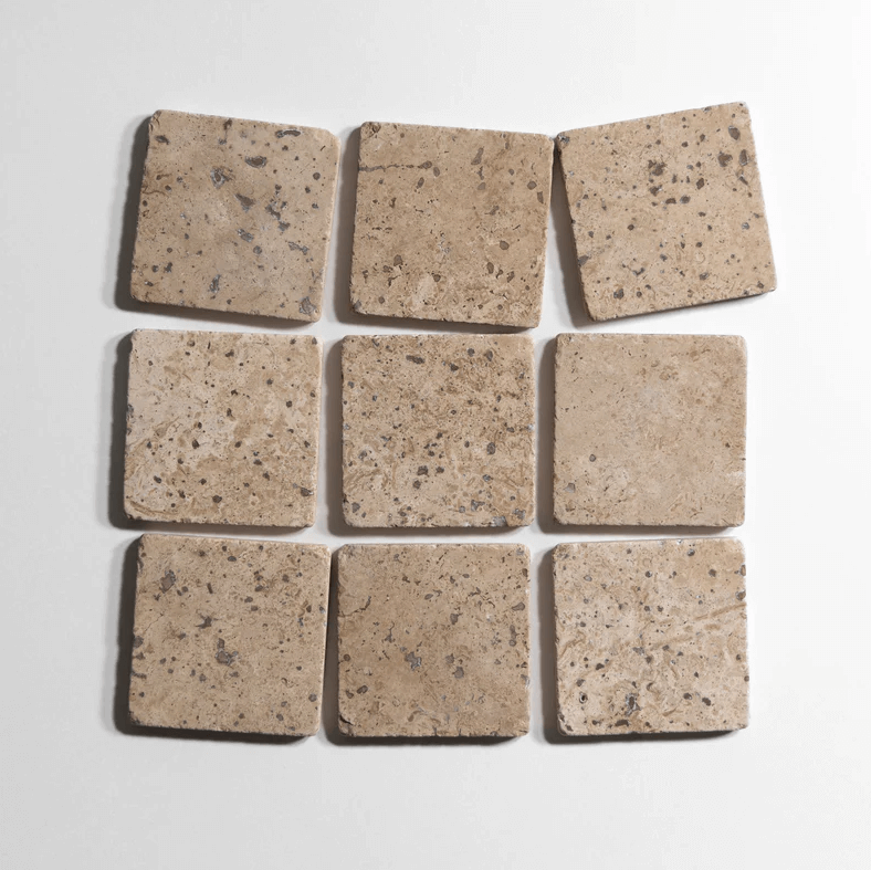 Chocolat 4"x4" Tumbled Marble tile