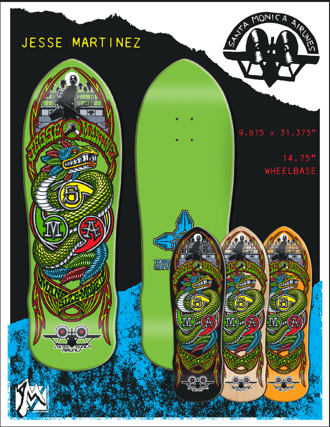 **Pre-Order** SMA Martinez Snake Black Dip 9.875" Skateboard Deck