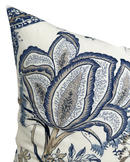 Ready to Ship, 22x22 Kalamkari Floral Pillow Cover in Blue