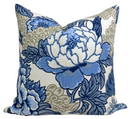 Honshu Pillow Cover in Blue and Beige, Thibaut Pillows