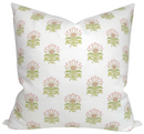 Milford Pillow Cover in Pink and Green, Thibaut Pillows