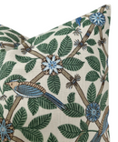 Bamboo Bird Pillow Cover in Aqua Blue