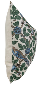 Bamboo Bird Pillow Cover in Aqua Blue