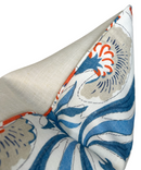 Ready to Ship, 18x18 Tybee Pillow Cover in Coral and Blue With Self Welt