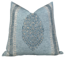 Ready to Ship, 22x22 Chappana Floral Pillow Cover in Slate Blue, Thibaut Pillows