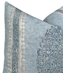 Ready to Ship, 22x22 Chappana Floral Pillow Cover in Slate Blue, Thibaut Pillows