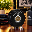Danton Heinen Autographed Boston Bruins 100th Anniversary Hockey Logo Puck